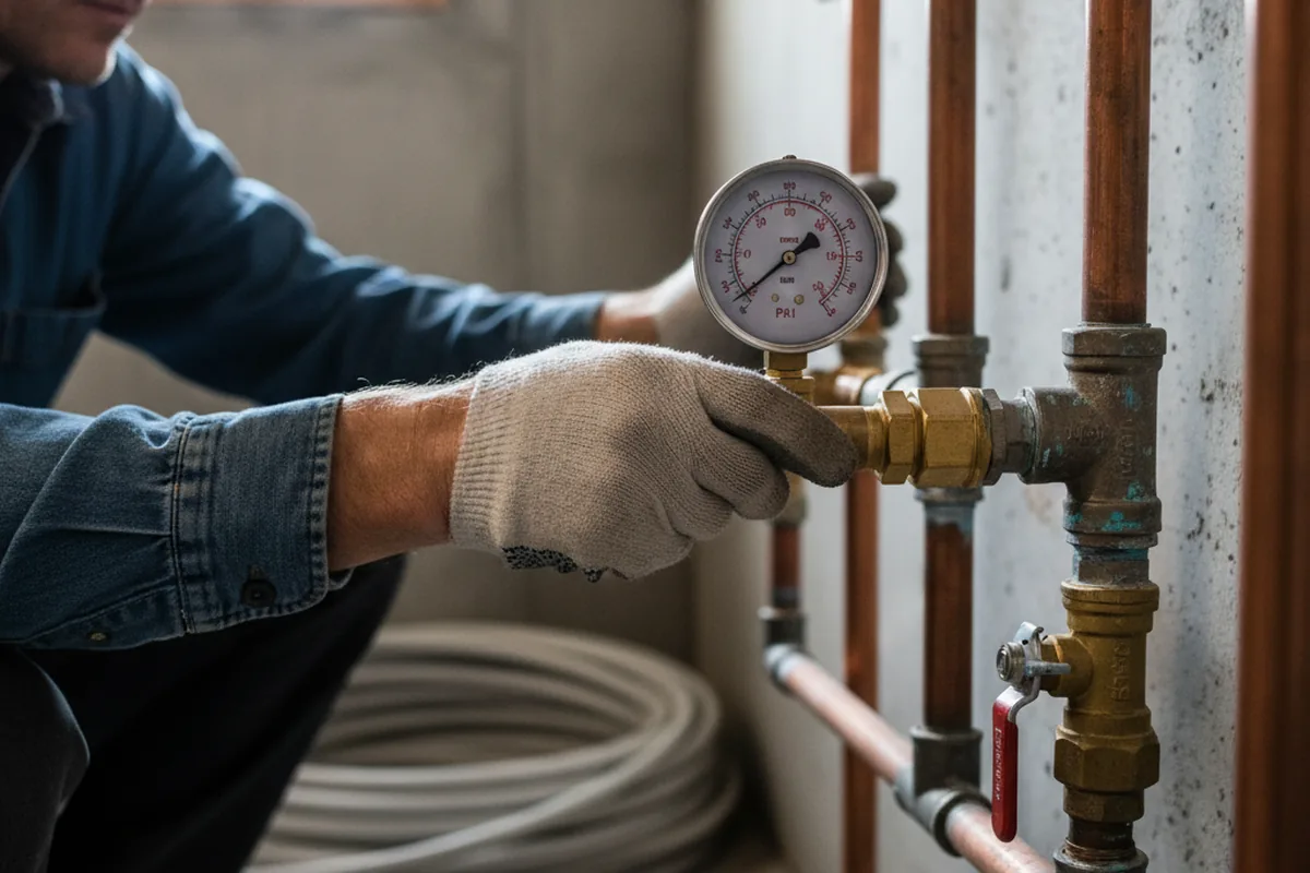Pressure testing a repaired line during Water Line Repair in Augusta